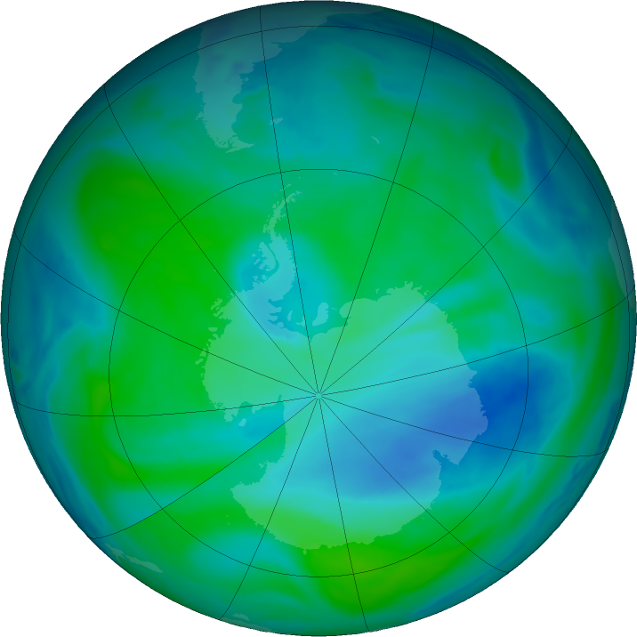 Antarctic ozone map for 20 December 2022
